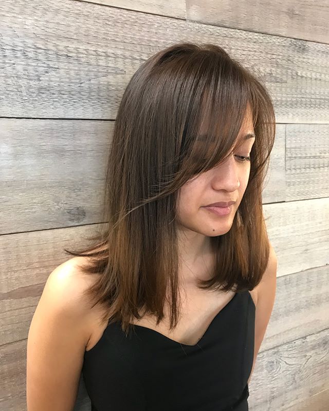 In love with this soft, side-swept fringe! | Pistachio Cut & Color Bar